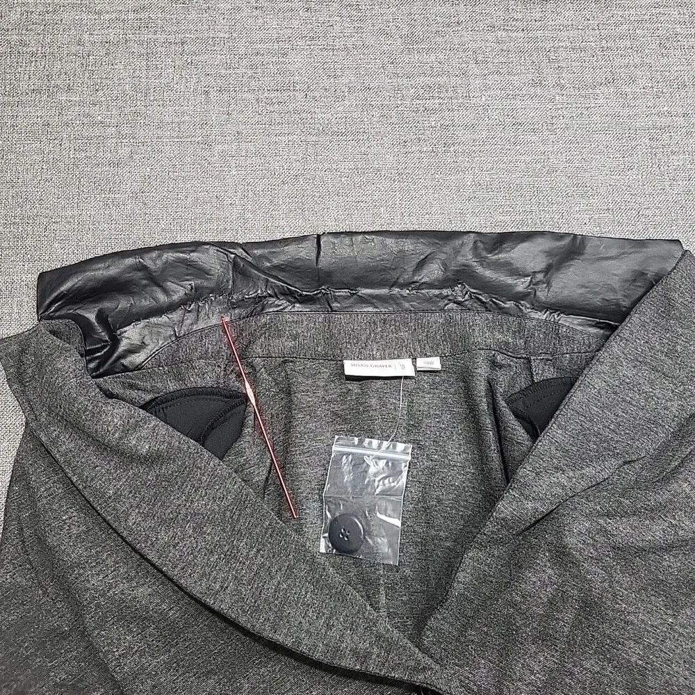 Susan Graver Ponte Knit Jacket with Faux Leather Trim 28W Plus Size 3X Black